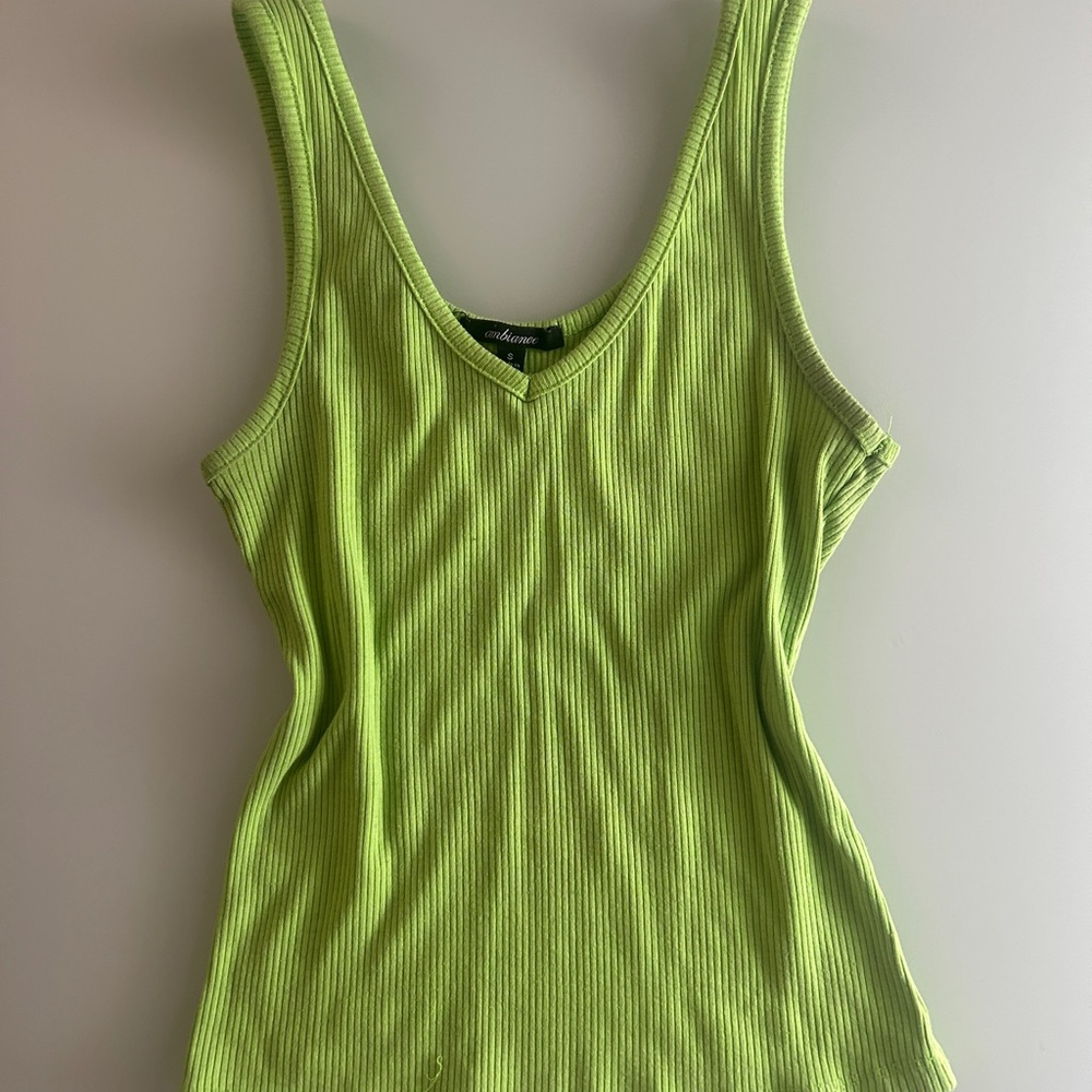 Ambiance Neon Green Ribbed Tank Top